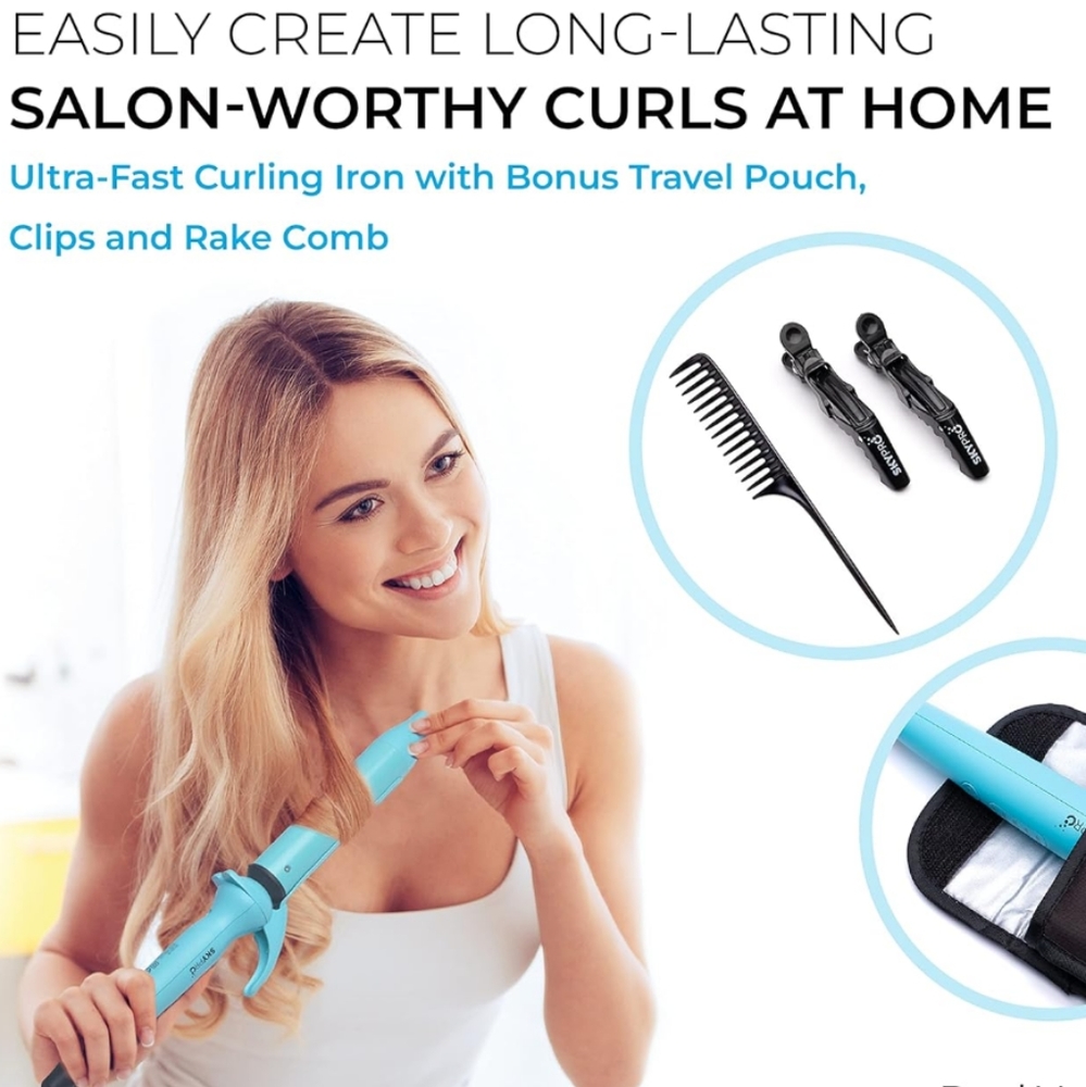 *FREE with$200 Purchase* Pro Curling Iron 1 Inch W/ Bonus Travel Pouch by SKYPRO
